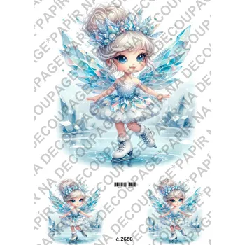 Umělecký papír Rýžový a soft papír na decoupage - Ledová víla, zimní - KB2650 Materiál: Soft, Rozměr: A4