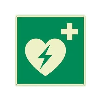 Defibrilátor - fotoluminiscenční tabulka s dírkami, plast 2 mm 300x300 mm
