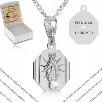 Řetízek STŘÍBRNÝ ŘETÍZEK + ZÁZRAČNÁ MEDAILE 925 PRO DÍVKU KE SVATÉMU PŘIJÍMÁNÍ + GRAVÍROVÁNÍ