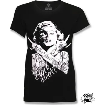 Dámské tričko Dámské Triko BLACK HEART SKULL BITCH Barva: Černá, Velikost: XL