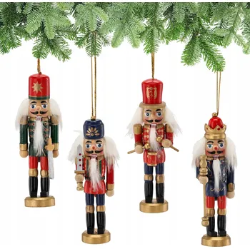 Vánoční ozdoba Sada vánočních ozdob DŘEVĚNÍ VOJÁČCI závěsné ozdoby na stromeček KOMPLET 4 ks 12.5 cm vícebarevná