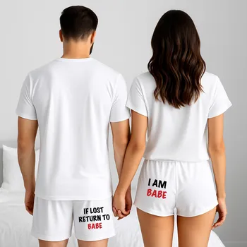 Trenýrky Trenky s potiskem BABE, pro pár Velikost pro ni: M, Velikost pro něj: S, Barva trenek: Bílá