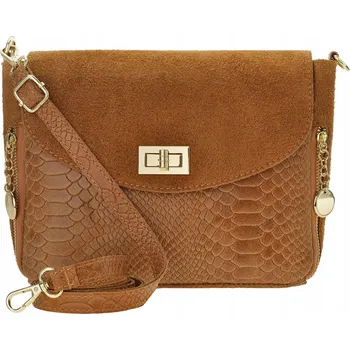 Vera Pelle kabelka kožená kabelka přes rameno z pravé kůže hnědá