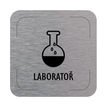 Cedulka na dveře - Laboratoř - piktogram, hliníková tabulka, 80 x 80 mm