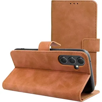 Pouzdro na mobilní telefon TENDER Book pouzdro Samsung Galaxy A17 - hnědé (TENDER Book flipové pouzdro pro Samsung Galaxy A17 - hnědý obal s kapsami a stojánkem)