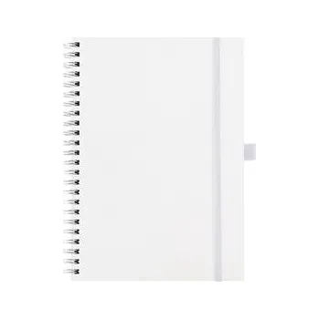 Zápisník Notes - zápisník koženkový SIMPLY A5 linkovaný - bílá/stříbrná spirála