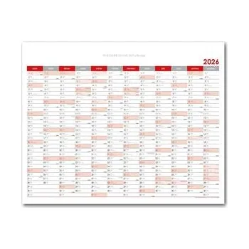 Kalendář Nástěnný kalendář Plánovací mapa 2026 CZ - 100 x 80 cm - červená