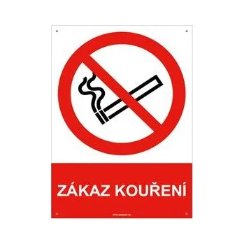 ZÁKAZ KOUŘENÍ - bezpečnostní tabulka s dírkami, plast A4, 2 mm