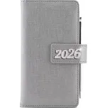 Diář BRILIANT týdenní kapesní 2026 český - stříbrná
