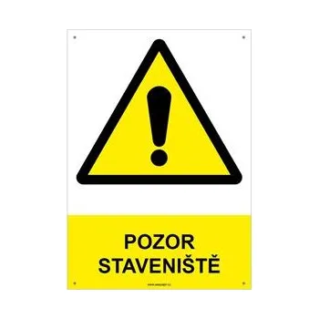 POZOR STAVENIŠTĚ - bezpečnostní tabulka s dírkami, plast A4, 2 mm
