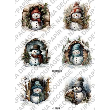 Umělecký papír Rýžový a soft papír na decoupage - Sněhulák - KB2664 Materiál: Soft, Rozměr: A4