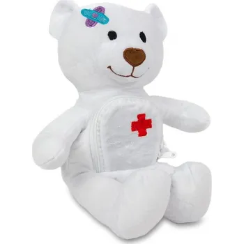 Dekorativní polštářek Dětský plyšák Méďa doktor bílý s kapsou 30 cm