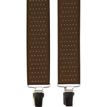 Kšandy Hnědé pánské široké kšandy s puntíky