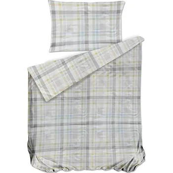 Povlečení Bierbaum Saténové povlečení Check Beige 140 × 200 / 70 × 90 cm