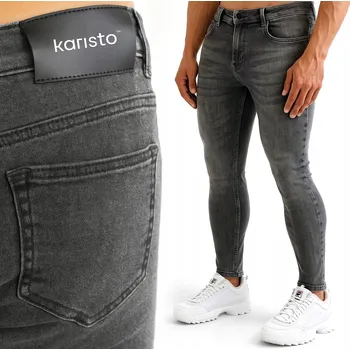 Pánské džíny Pánské elegantní strečové džíny tmavě šedé s oděrkami velikost 36