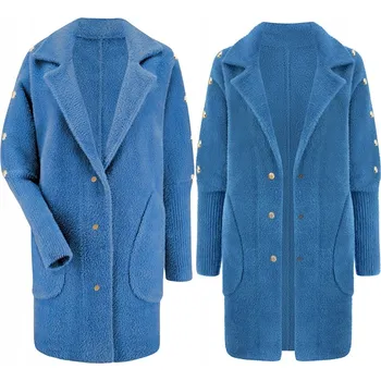 Dámský kabát Soprato dámský modrý kabát oversize bez kapuce univerzální velikost