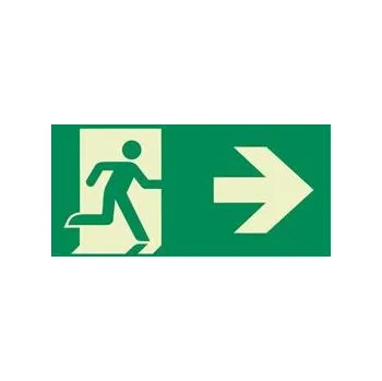 Únikový východ vpravo - fotoluminiscenční tabulka, samolepka 300x150 mm