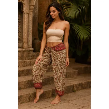 Dámské kalhoty Kalhoty Fatima ornament červené-Sale