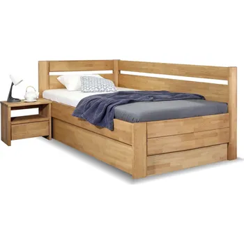 Postel Zvýšená postel s úložným prostorem Academia, masiv buk, 120x200cm, Pravá