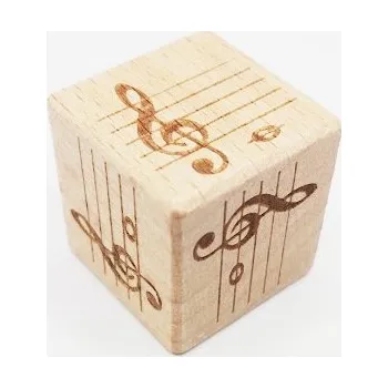 Dřevěná kostka s notami v houslovém klíči c1 - a1