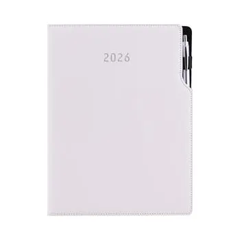 Diář Diář GEP s propiskou denní A4 2026 - bílá/bílé obšití