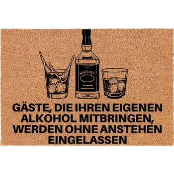 Rohožka Kokosová rohožka před dveře - Vtipný nápis Alkohol Bez Čekání 40x60 cm