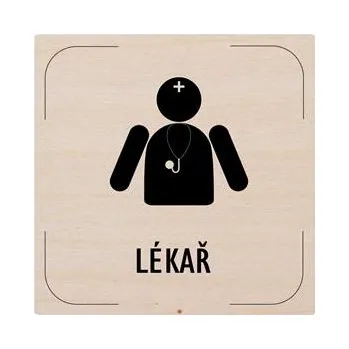 Cedulka na dveře - Lékař - piktogram, dřevěná tabulka, 80 x 80 mm