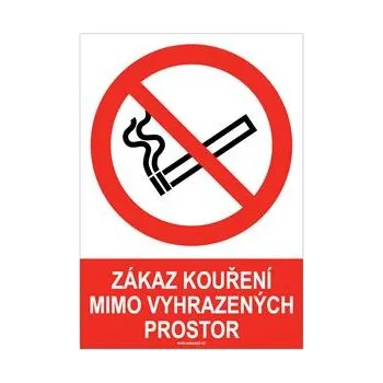 ZÁKAZ KOUŘENÍ MIMO VYHRAZENÝCH PROSTOR - bezpečnostní tabulka, plast A4, 0,5 mm