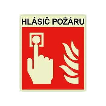 Hlásič požáru s textem - fotoluminiscenční tabulka, samolepka 150x175mm
