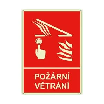 Požární větrání s textem - fotoluminiscenční tabulka s dírkami, plast 2 mm 148x210 mm