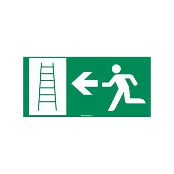 Únikový žebřík - směr vlevo - bezpečnostní tabulka s dírkami, plast 2 mm 200x100 mm
