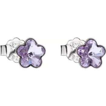 Náušnice Swarovski Elements Flower 6mm - Dětské stříbrné náušnice pecky puzety fialové kytičky, květinky 31080.3 Violet (fialová velmi světlá, lila)