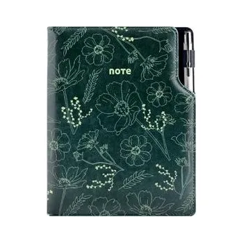 Zápisník Notes - zápisník DESIGN B5 tečkovaný - zelená - Květiny