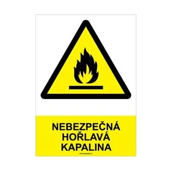 NEBEZPEČNÁ HOŘLAVÁ KAPALINA - bezpečnostní tabulka, plast A4, 0,5 mm