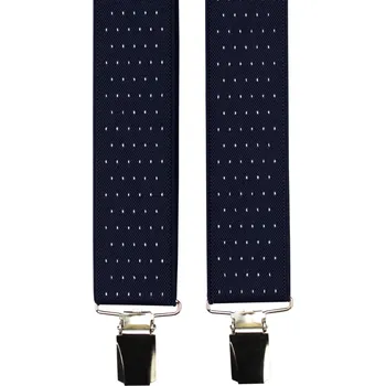 Kšandy Tmavě modré pánské široké kšandy s puntíky