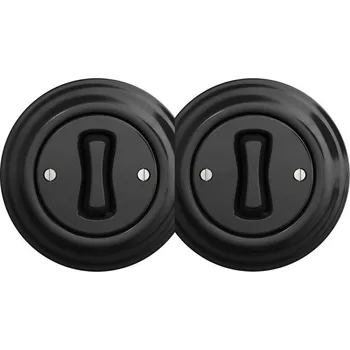 vypínač Kliklap - Dvojitý retro jednopólový vypínač s rámečkem č. 1 černá