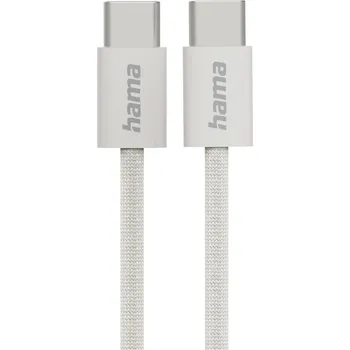 Datový kabel Hama USB-C 2.0 kabel Fabric, 1m, opletený, béžový