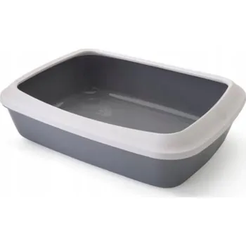 Toaleta pro kočku SAVIC Iriz Kočičí Toaleta s rámečkem, vysoká toaleta pro kočku králíka, otevřená, šedá, 50 cm