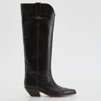 Dámské kozačky Reserved - Kožené kozačky po kolena - hnědá - 195FF-83X - 195FF-83X-42