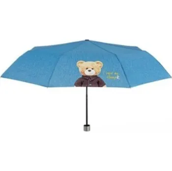 Deštník Skládací manuální deštník Medvídek světle modrý 26205
