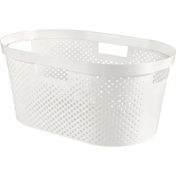 Koš na prádlo Lehký koš na prádlo s plastovými úchyty do koupelny Bílý CURVER 40L