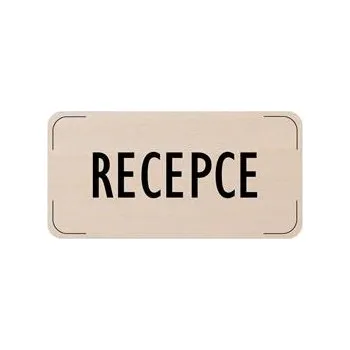 Popis místnosti - cedulka na dveře - Recepce, dřevěná tabulka, 160 x 80 mm