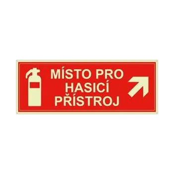 Místo pro hasicí přístroj - fotoluminiscenční tabulka s dírkami, plast 2 mm 210x80 mm