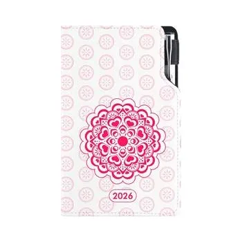 Diář Diář DESIGN týdenní kapesní 2026 český - Mandala červená