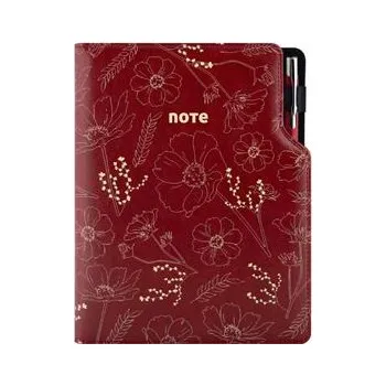 Zápisník Notes DESIGN A5 linkovaný - bordó - květiny