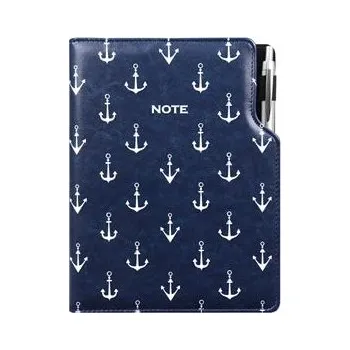 Zápisník Notes DESIGN A4 tečkovaný - modrá - námořník - kotvy