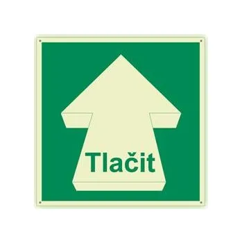 Značení Tlačit - fotoluminiscenční tabulka s dírkami, plast 2 mm 100x100 mm