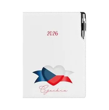 Diář Diář DESIGN denní A4 2026 - bílá - Česko - vlajka