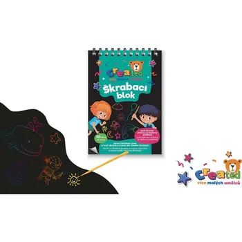 Hračka pro nejmenší Teddies Škrabací/Vyškrabovací notes CREATED barevný 10 listů 10x14 cm