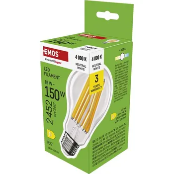 Žárovka EMOS LED žárovka Filament A70 / E27 / 18 W (150 W) / 2452 lm / neutrální bí
